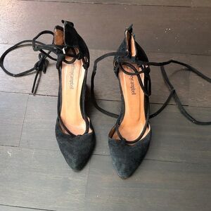 Jeffrey Campbell Black Suede Lace-Up Heels